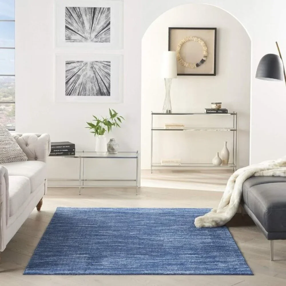 New 4 x 6ft Navy Blue Modern Area Rug, Durable Fabric Essentials Patio Carpet